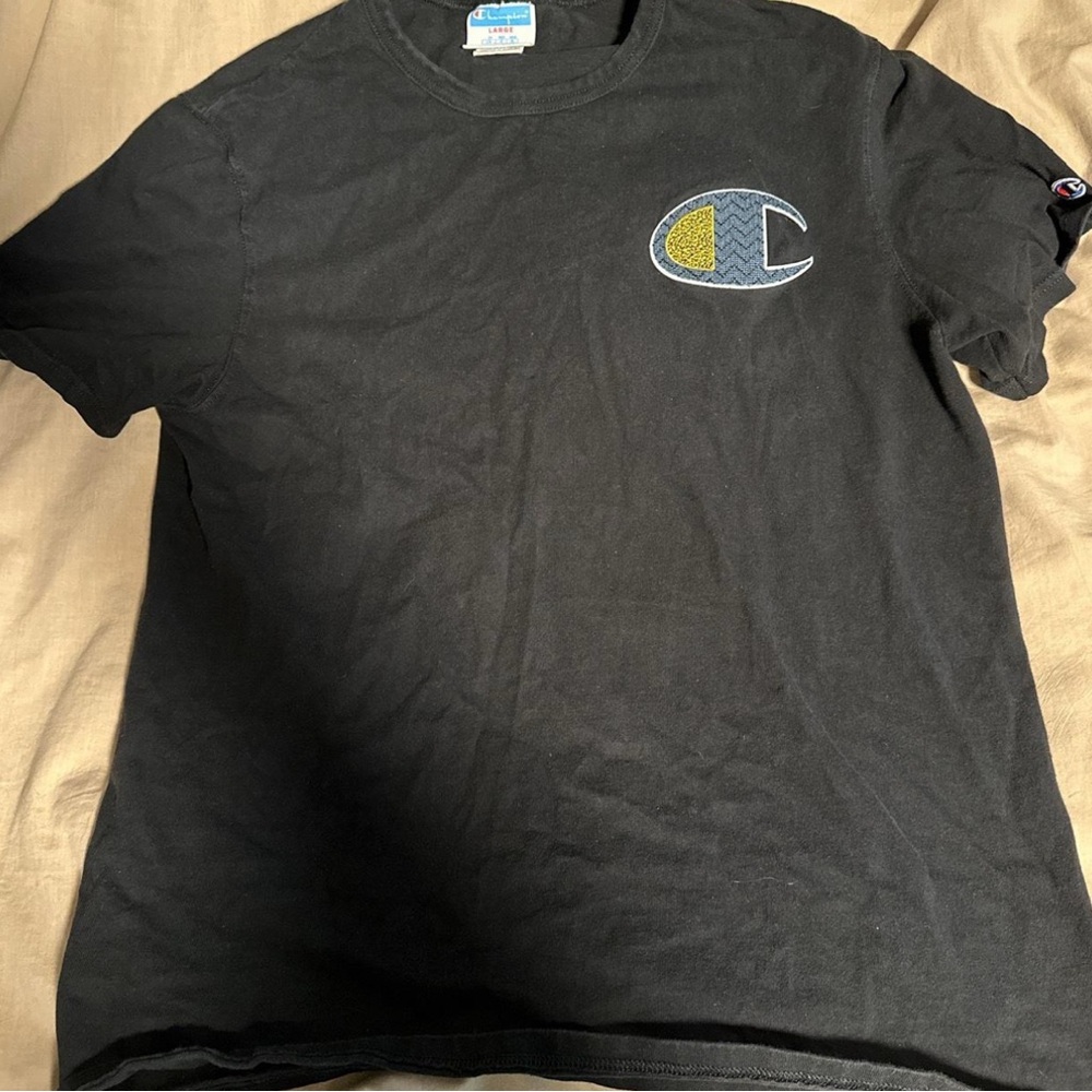 Champion Black Tee with Logo Patch